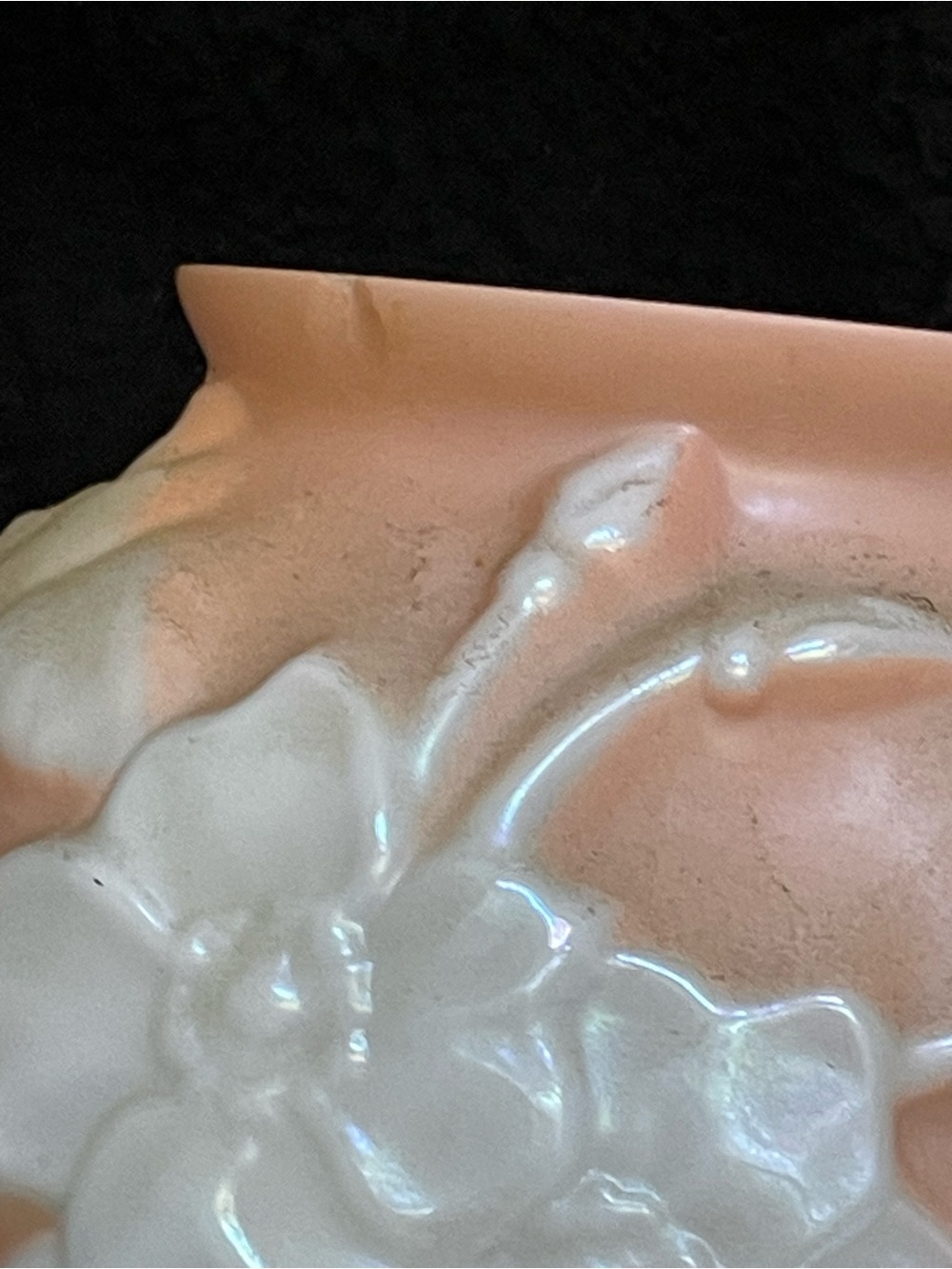 Vintage 101/2” Phoenix Consolidated Glass Peach Flowers Vase 💎 SALE - Picture 3 of 7